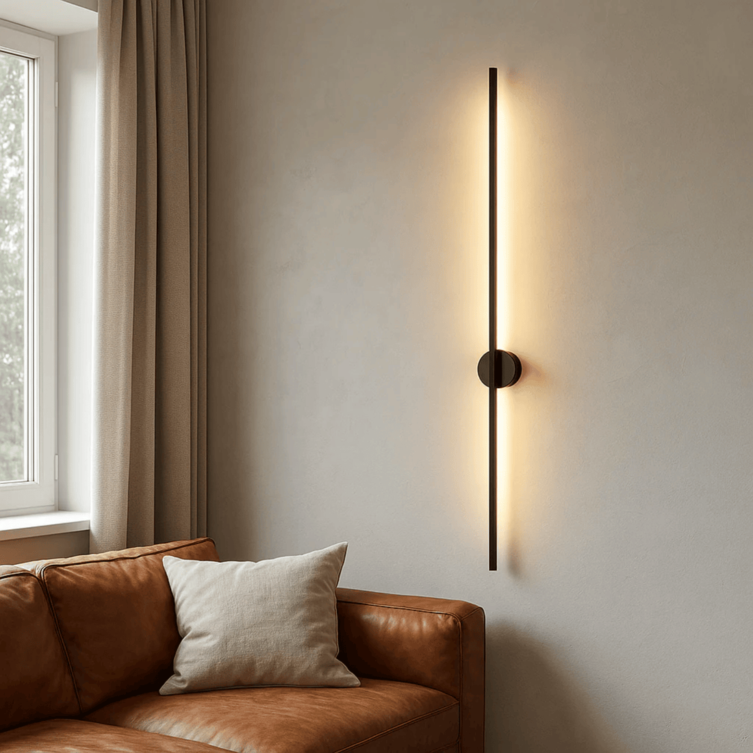 LumoLine Nordic LED wall lamp elongated dimmable remote bedroom living room — 15 to 47 inch