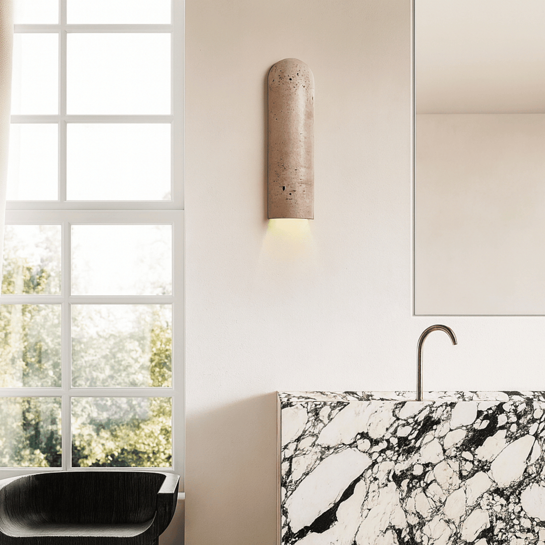 Lunara natural travertine LED wall lamp minimalist sconce bedroom living room