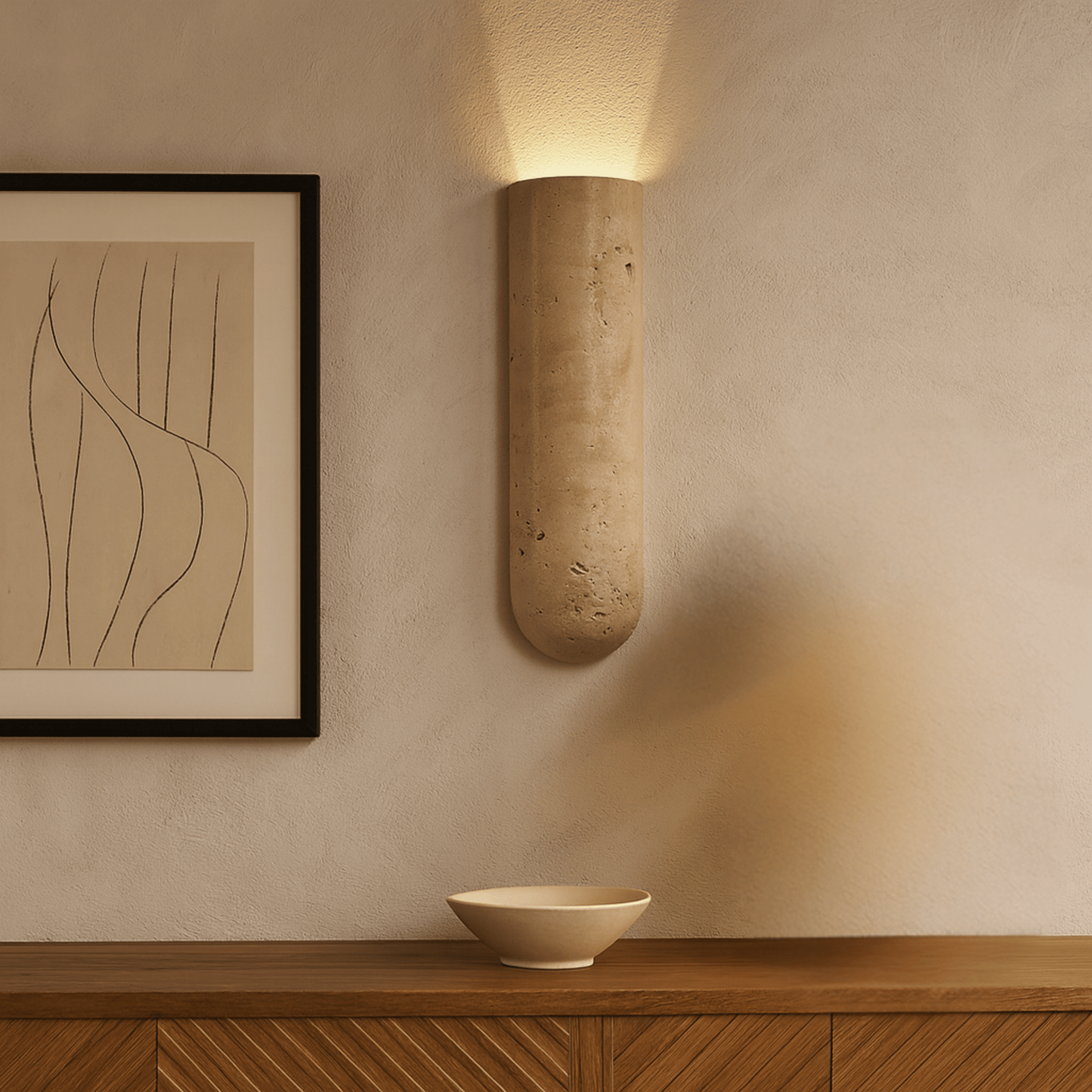 Lunara natural travertine LED wall lamp minimalist sconce bedroom living room