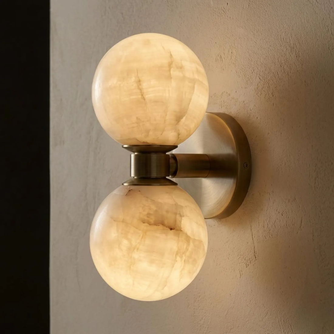 Marble wall lamp Nordic dual globe modern bedroom living room warm white