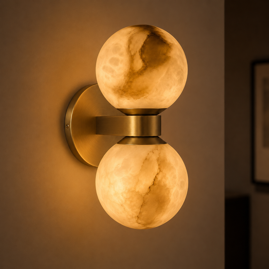 Marble wall lamp Nordic dual globe modern bedroom living room warm white