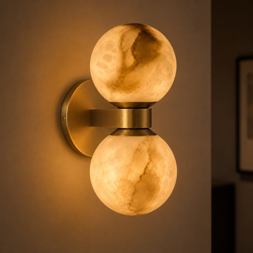 Marble wall lamp Nordic dual globe modern bedroom living room warm white