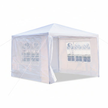 10x10 ft Pop-Up Pergola Canopy with Iron Frame & PE Cloth Sides for Patio, Parties & Outdoor Events