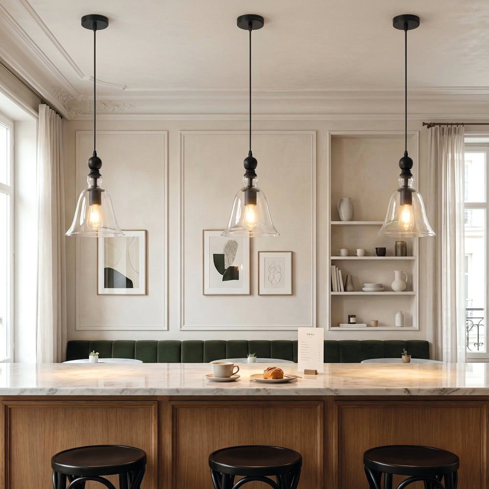 Vintage creative glass bell pendant light dining room kitchen island bar