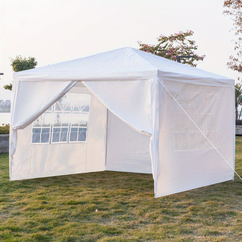 10x10 ft Pop-Up Pergola Canopy with Iron Frame & PE Cloth Sides for Patio, Parties & Outdoor Events