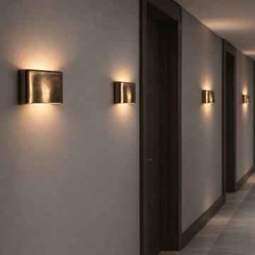 Vanta curve wall light minimalist LED gold indoor outdoor bedroom patio