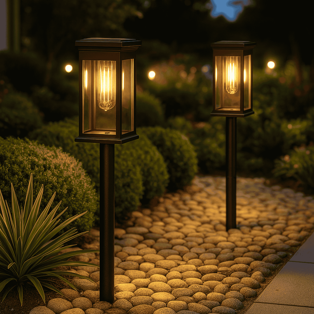 Solar pathway lights waterproof stainless steel outdoor garden warm white LED
