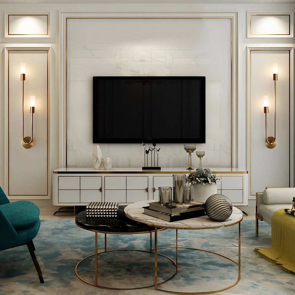 Modern Acrylic Wall Sconce G9 LED Warm White Bedroom Living Room Kitchen — Gold Black 22 to 26 Inch