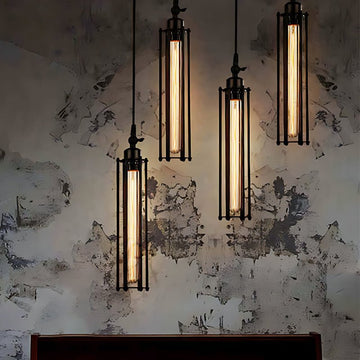 Industrial Black Iron Pendant Light Vintage Filament Hardwired Restaurant Bar Cafe — Vertical Horizontal
