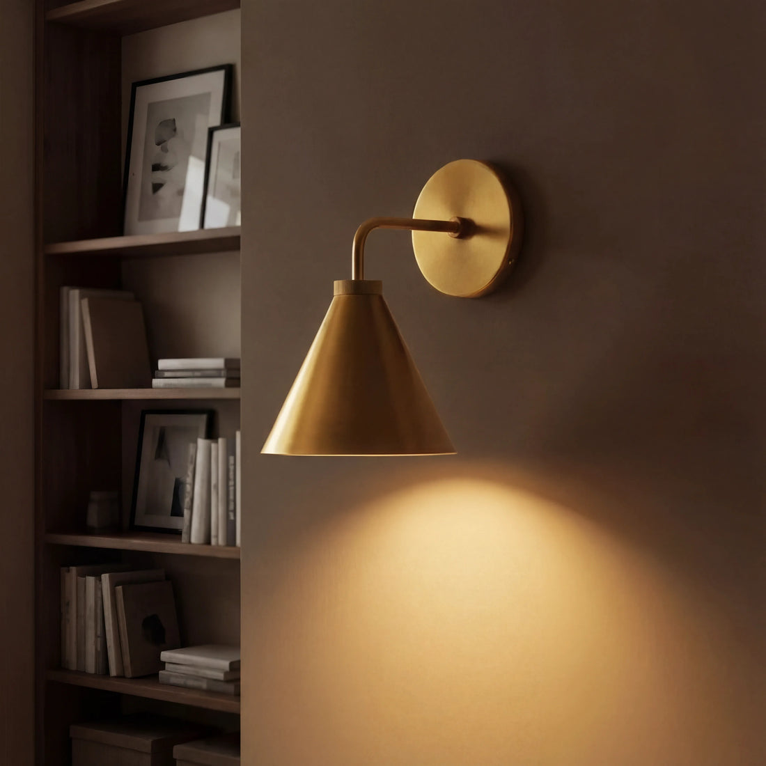Industrial metal tapered LED wall sconce brass black chrome bedroom living room bar — 1 to 2 heads
