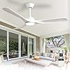 3-blade indoor outdoor ceiling fan LED dimmable remote IP44 patio gazebo — black white walnut 42 to 52 inch