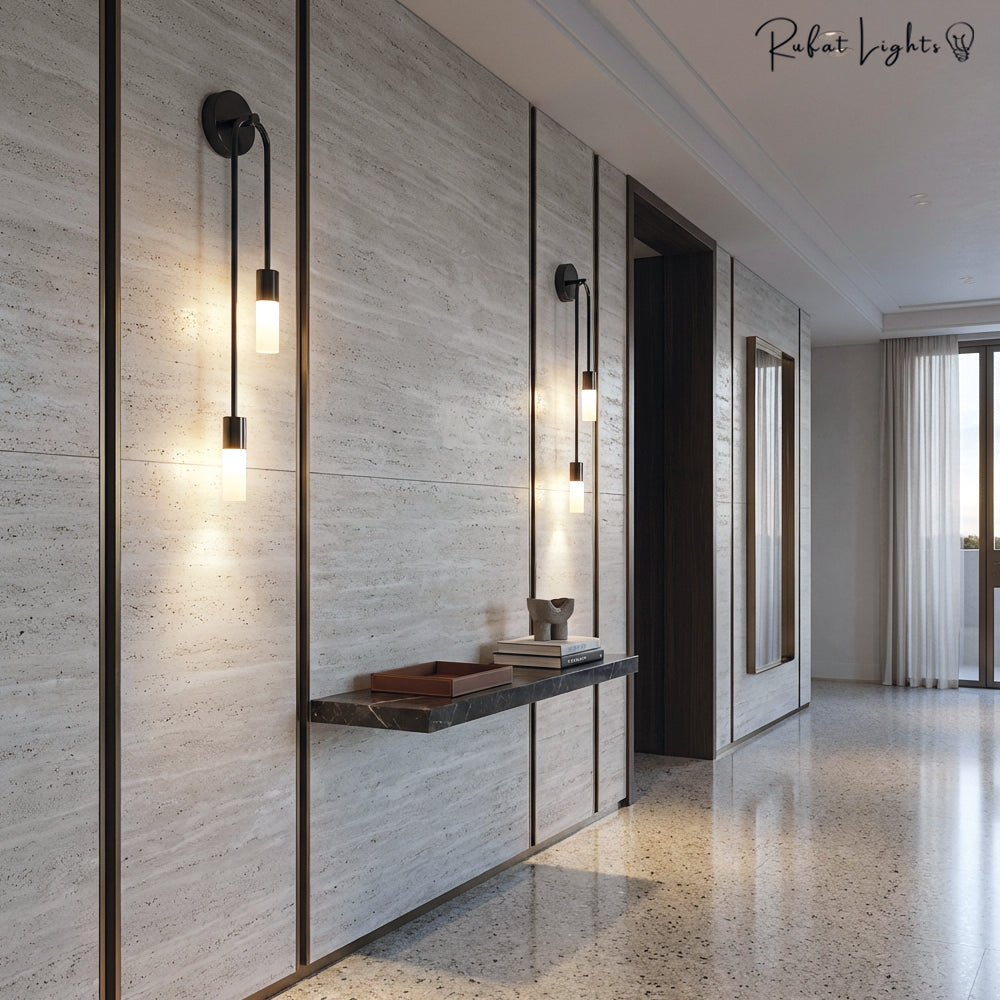 Modern copper U-shape LED wall lamp bedroom living room bar — black gold warm cool