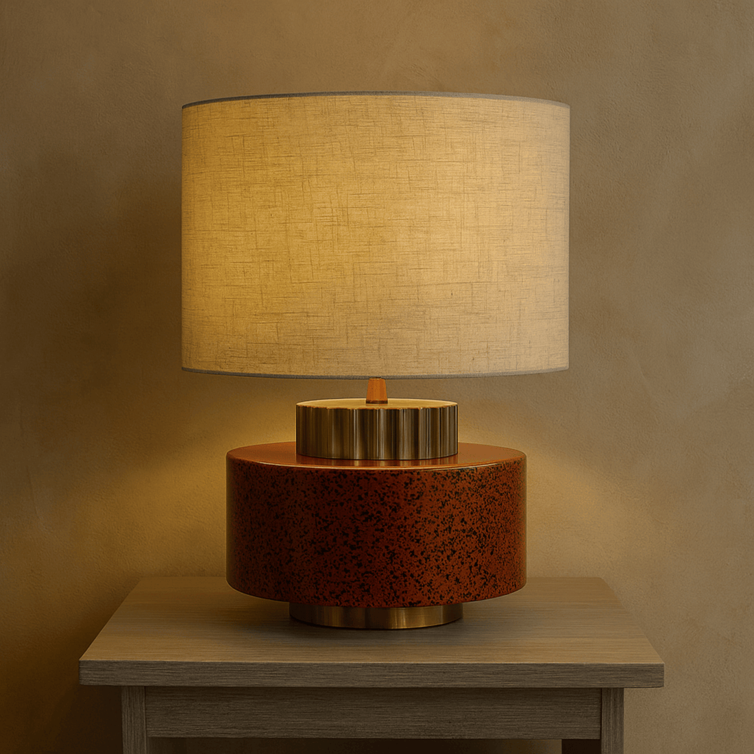 Vintage handmade pottery jar table lamp Wabi-Sabi Japandi style bedside living room