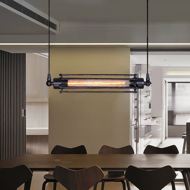 Industrial Black Iron Pendant Light Vintage Filament Hardwired Restaurant Bar Cafe — Vertical Horizontal