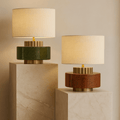 Vintage handmade pottery jar table lamp Wabi-Sabi Japandi style bedside living room