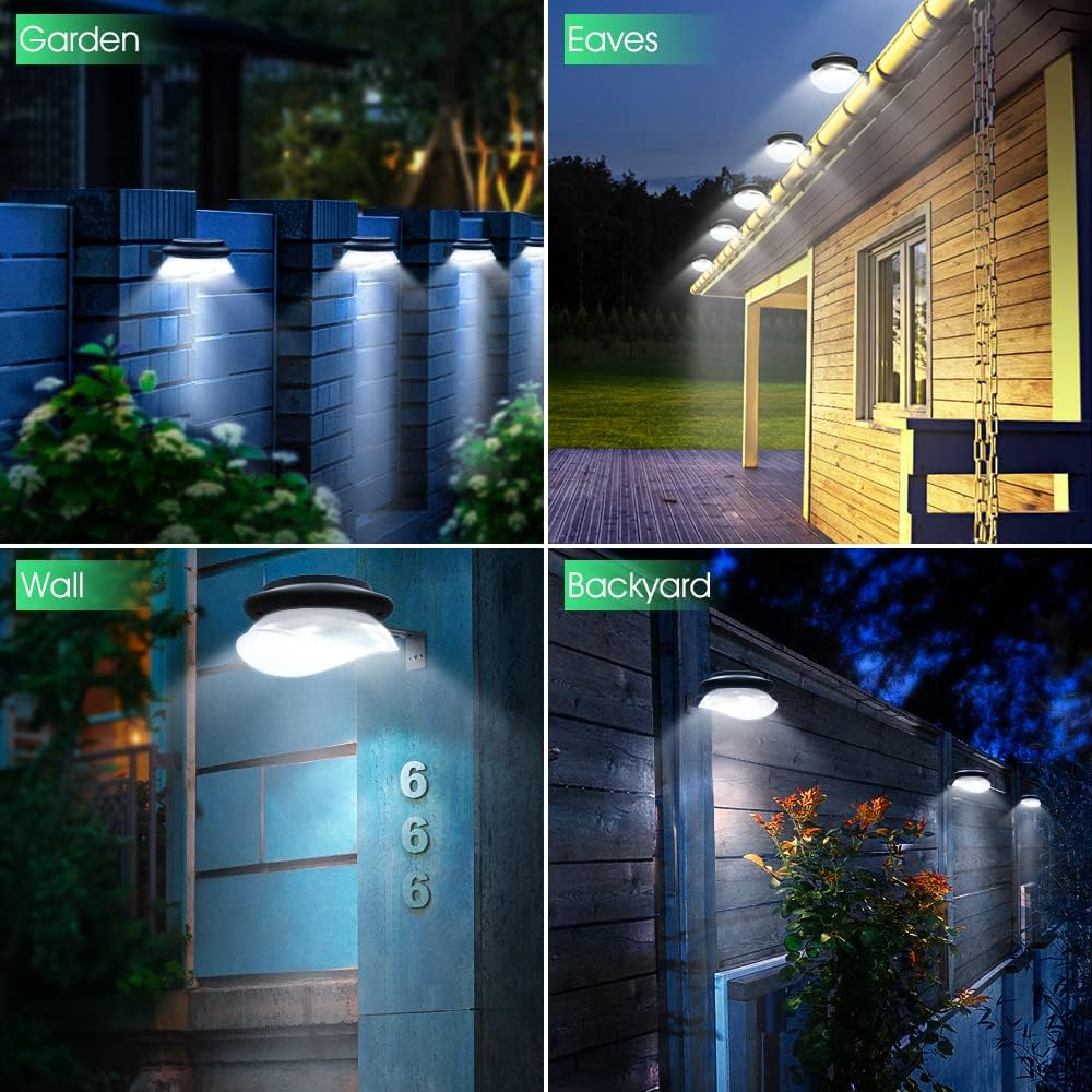 Solar gutter clip-on lights warm white IP65 waterproof outdoor roofline — 4, 8, 12 and 16-pack