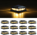 Solar fence post cap lights warm amber LED waterproof outdoor 4x4 inch — 10, 16 and 20-pack