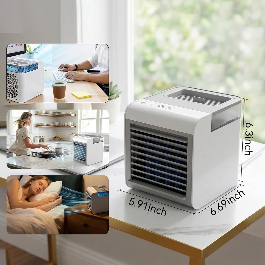 Mini 4-in-1 Portable Air Cooler Fan — 450ml Tank, 7-Color LED Light, USB Powered Desktop Cooler