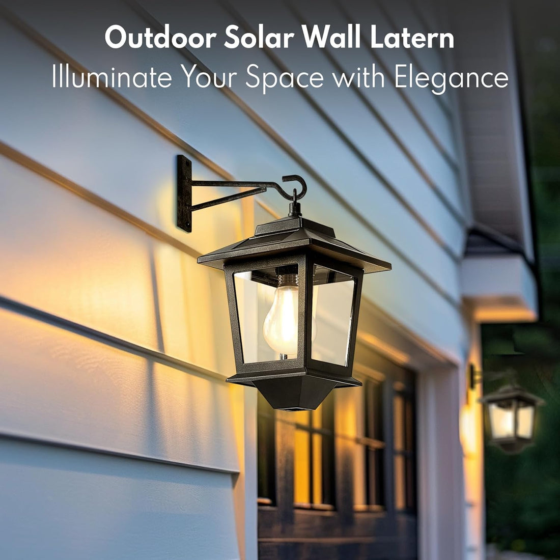 LivingWithLux Solar Dusk to Dawn Porch Light Warm Amber Auto On Off Outdoor Wall Lantern 1-Pack 2-Pack 4-Pack