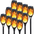 Solar LED torch pathway lights flame effect warm amber outdoor garden — 4, 6, 8 and 12-pack