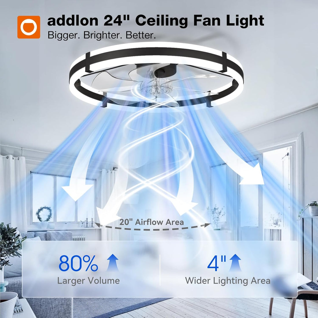 Small flush mount ceiling fan fandelier 3000-6000K dimmable LED remote bedroom kitchen — black white crystal 20 to 24 inch