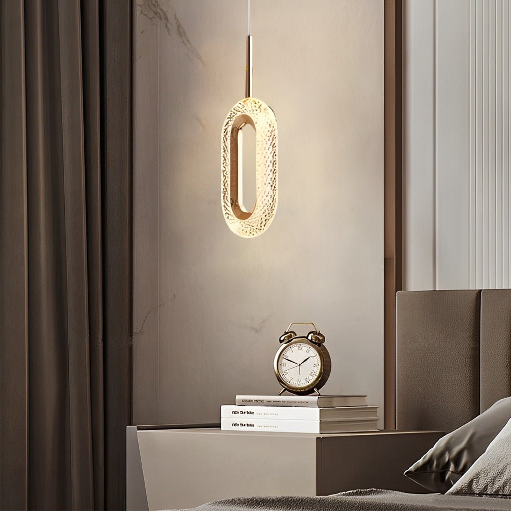 Gold Geometric Pendant Light LED 3-Step Dimming Oval Round Teardrop Bedroom Dining Room — 1 to 2 Lights