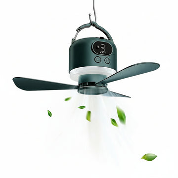 Portable Camping Ceiling Fan with Remote & LED Light, 10400mAh Rechargeable Tent Fan, 4-Speed