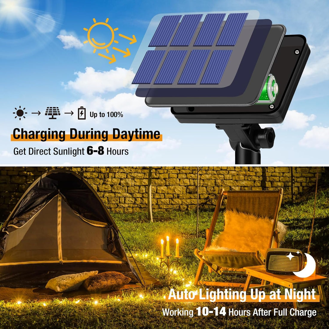 Solar fairy lights copper wire warm white outdoor waterproof tree garden — 100 to 500 LED