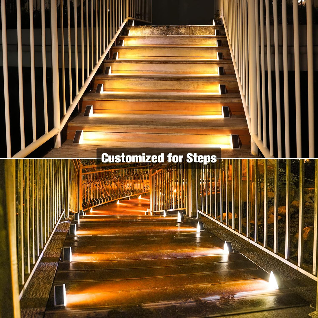 Solar recessed stair step lights IP67 outdoor waterproof in-ground — 4, 6, 8 and 12-pack
