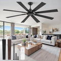 Large ceiling fan no light 8-blade DC motor 6-speed indoor outdoor patio garage — black bronze nickel 52 to 72 inch