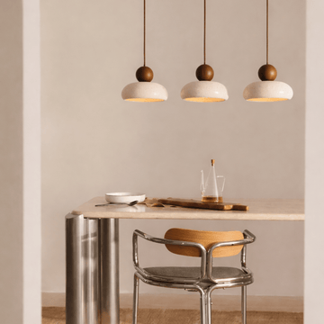 Sunlace agate LED pendant light natural stone minimalist dining room bar — light wood walnut
