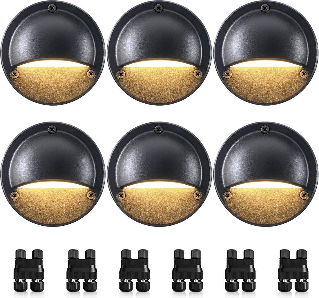 Low voltage LED deck step lights warm white 2700K IP65 outdoor stair lighting — 4, 6, 10 and 12-pack