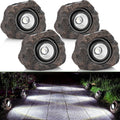 Solar rock garden lights decorative fake stone warm white outdoor — 2, 3 and 5-pack