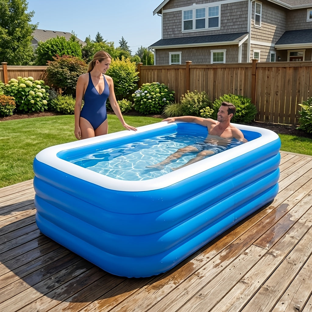 Extra Large Heightened Inflatable Swimming Pool, Foldable Portable PVC Pool for Home