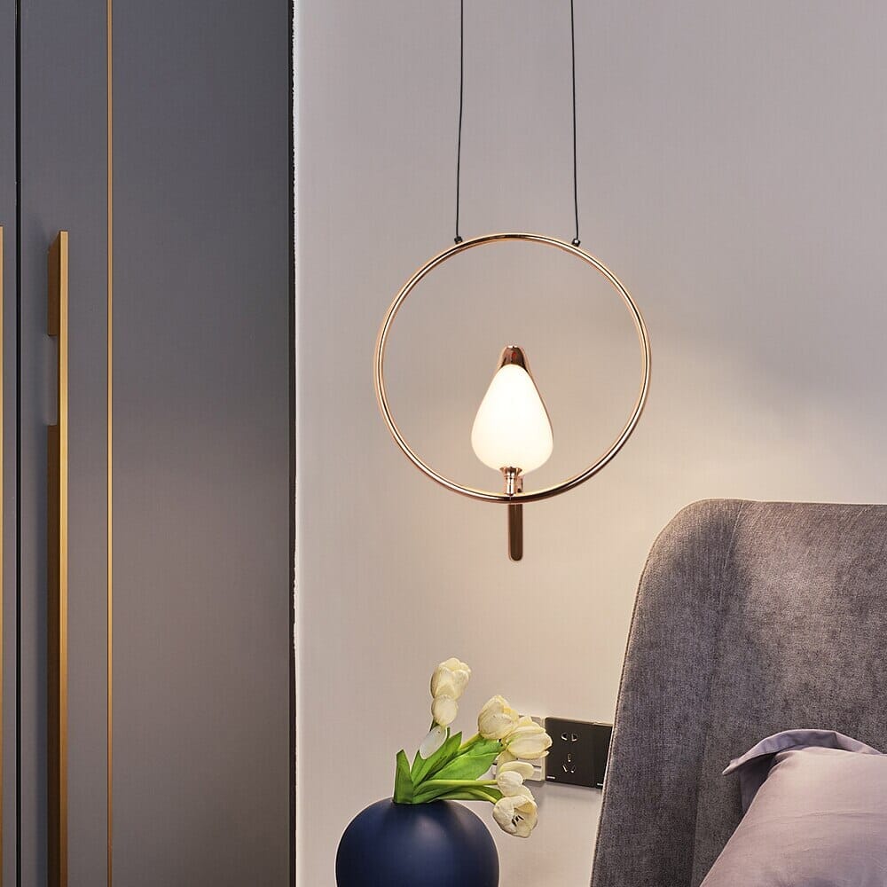 Bird-shaped Nordic pendant light sculptural LED bedroom living room — circle oval