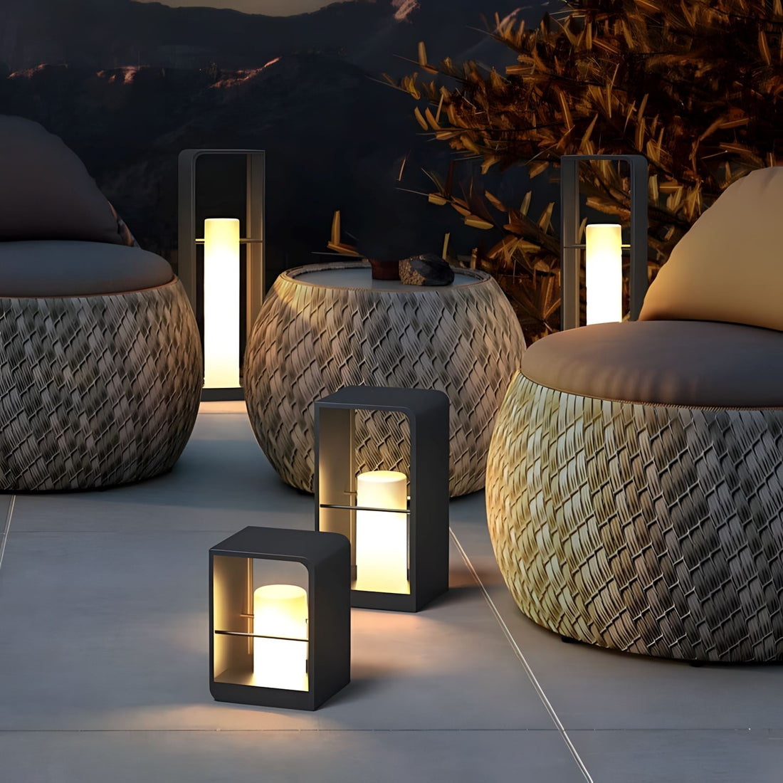 Solar garden post lamp Nordic style outdoor waterproof remote — 28cm 43cm 73cm