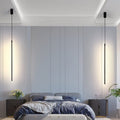 Slim cylindrical bedside pendant hanging light height adjustable LED — warm cool white 60 to 140cm