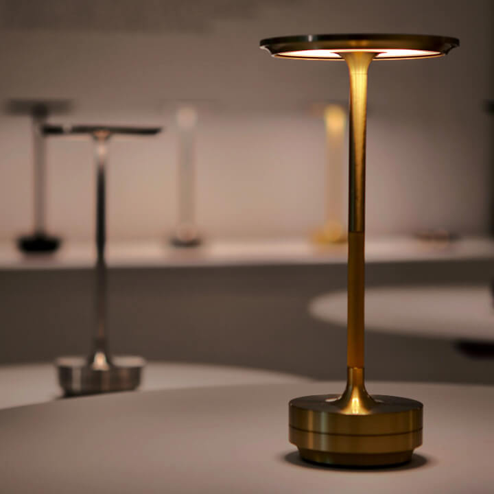 Ambience spinning block LED table lamp rechargeable wireless bedside bar restaurant — gold silver black