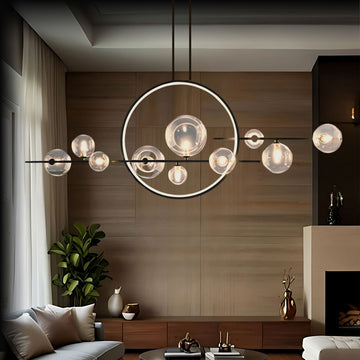 ARCHIPELAGO glass ball chandelier Nordic modern dining room bedroom — black white 7 to 18 heads