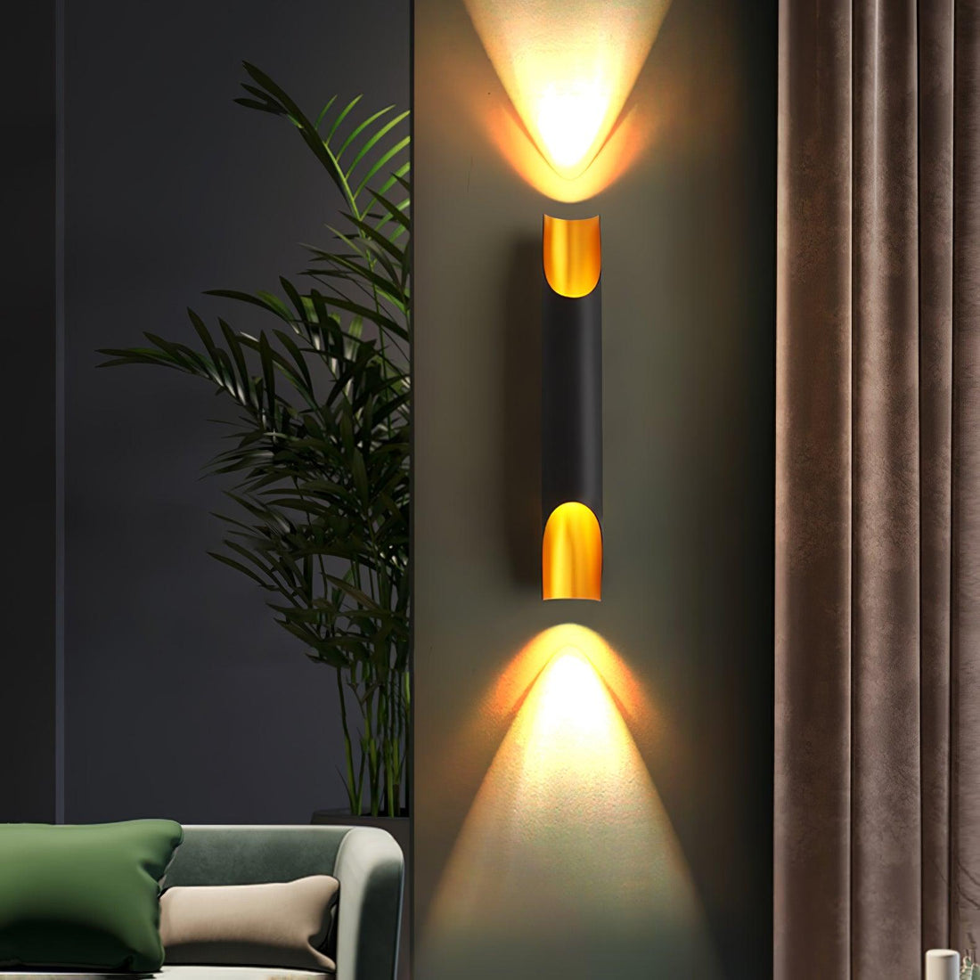 Abigali straight gold wall lamp elegant bedroom hallway living room — black white gold 15 to 18 inch