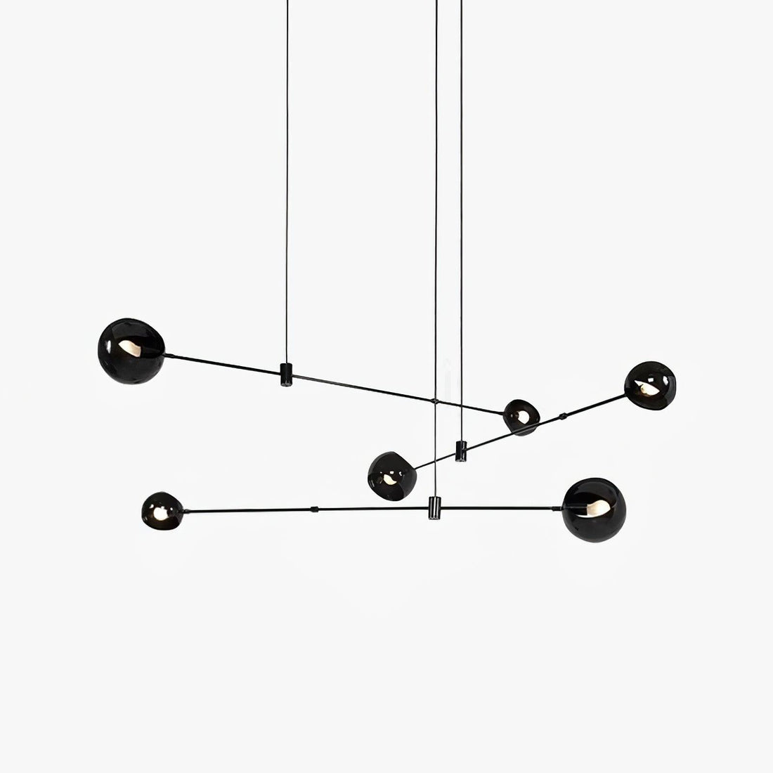 Acaba asymmetric glass chandelier modern dining room living room — black 2 to 6 heads