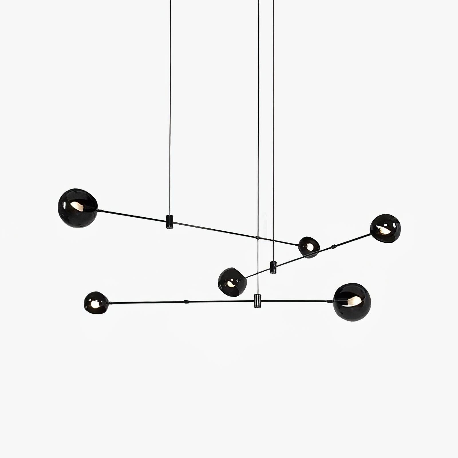 Acaba asymmetric glass chandelier modern dining room living room — black 2 to 6 heads