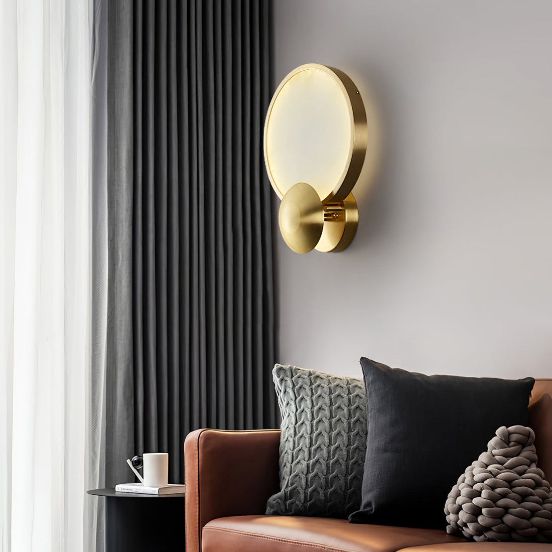 Accent alabaster wall sconce gold brushed LED dimmable bedroom living room — 9.8 inch