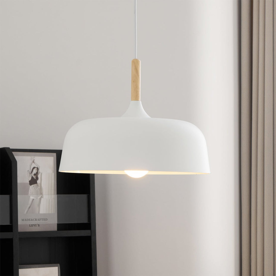 Acorn pendant light metal shade height adjustable bedroom dining room — white black blue grey green