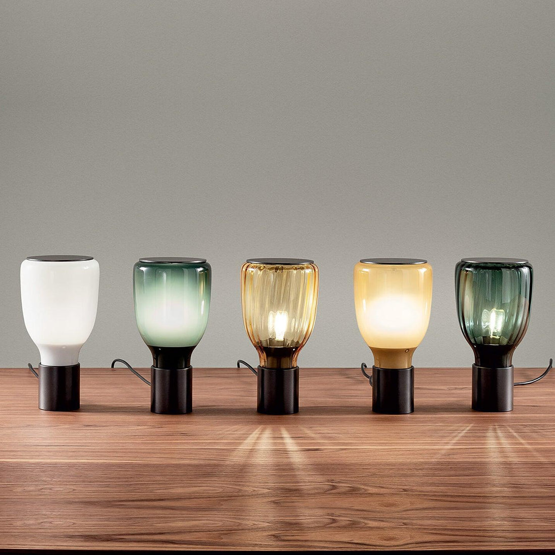 Acquerelli blown glass table lamp colorful artistic bedroom study — green amber 5 inch