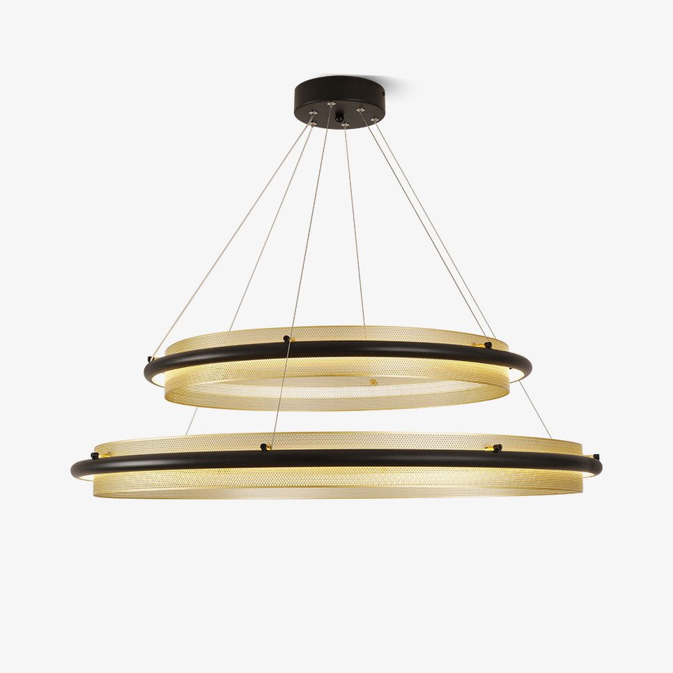 Acrylic LED round chandelier ultra-slim dimmable dining room bedroom — black gold 15 to 39 inch
