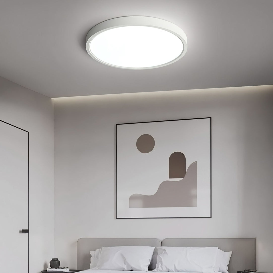 Acrylic ultra-thin round flush mount ceiling light dimmable bedroom hallway — white black 11 to 19 inch