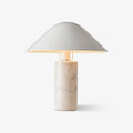 Marble table lamp luxury cylindrical base fabric shade bedside bedroom — black white 14 inch