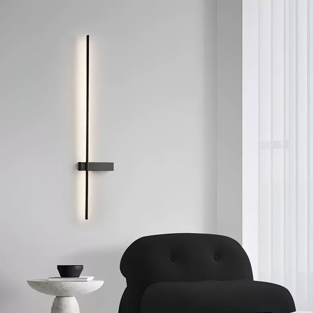 Adeline linear wall sconce dimmable slim bedroom living room hallway — black 23 to 47 inch