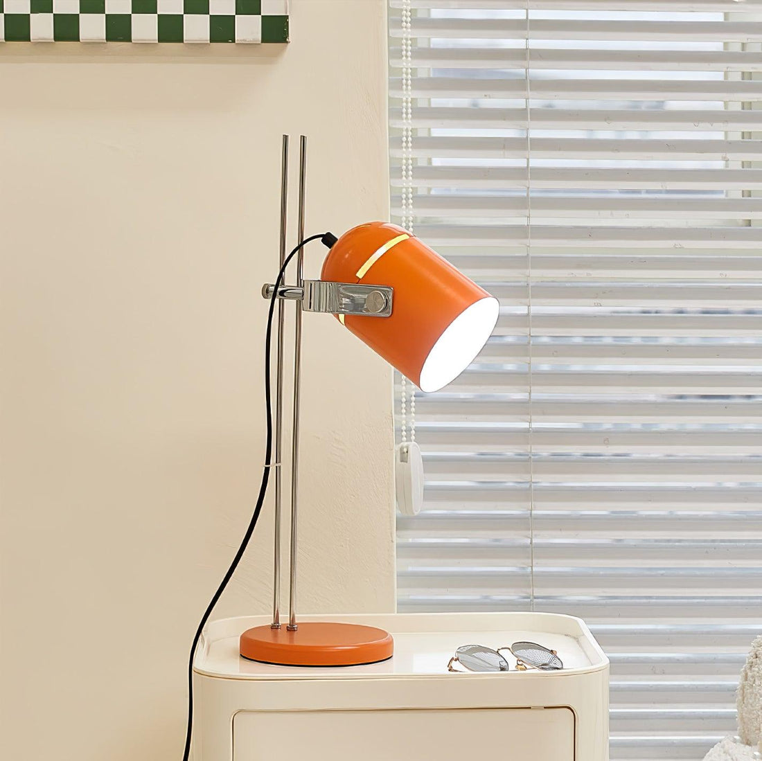 Adjustable liftable LED desk lamp height adjustable home office bedroom — chrome orange green